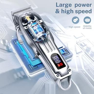 KIKIDO Hair Clippers Professional Cordless for Men, Barber Clippers for Hair Cutting Kit, Wireless LCD Display Hair Trimmers Set, Rechargeable Haircut Machine for Family (Sliver) - Image 5