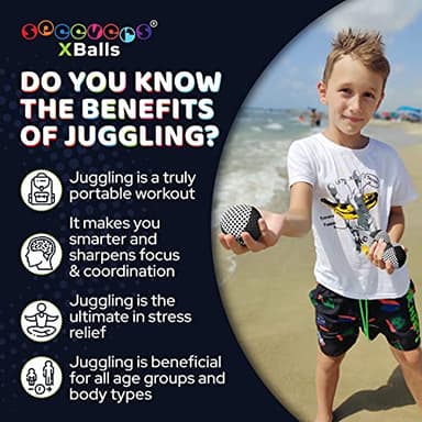 speevers Juggling Balls for Beginners and Professionals Set of 3, Juggling Bean Bags 14 Colors Available, 2 Layers of Net and Carry Case, Original Xballs Juggling Balls (Black - White, 4.2 oz) - Image 5