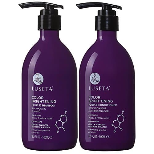 Luseta Purple Shampoo and Conditioner Set for Blonde, Gray - Color Treated Hair - Sulfate Free Paraben Free - Infused with Cocos Nucifera Oil for Curly and Damaged Hair - 2x16.9oz - Image 1