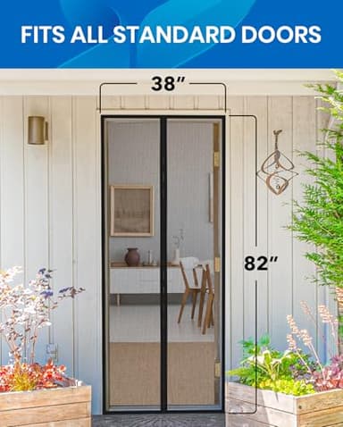 Upgraded Magnetic Screen Door - Bugs Out, Breeze in - 9min Install Auto-Sealing Heavy Duty Double Stitched Mesh, 52 Magnets, Hands Free Patio Door Net, Pet & Kid Friendly, 38 x 82 Inch, Flux Phenom - Image 3