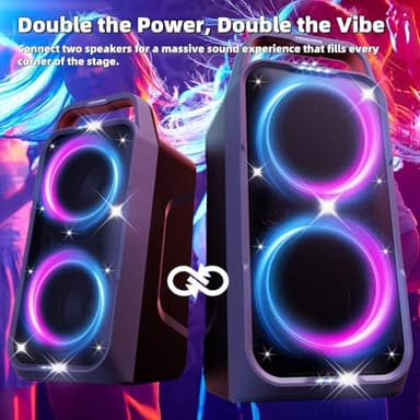 Foxdawn Portable Bluetooth Speaker: 240W Peak Powerful Loud Sound Deep Bass Wireless Boombox Large Subwoofer 15 Hours Battery Life Fast Charging with Led Light Show for Party Outdoor Camping Backyard - Image 7