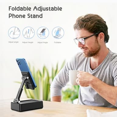 TechGlow Foldable Cellphone Stand with Bluetooth Speaker and Power Bank Birthday Gifts for Men Women Mother Father Boy Girl Teens Cool Tech Gadgets - Image 4