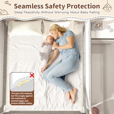 PurePapoose 3-Pack King Size Bed Rail for Toddlers - Height Adjustable Baby Bed Rail Guard with Headboard Rod,Safety Bed Rails for King Size Bed with Child Lock(2 Sides 78.7" + 1 Side 74.8") - Image 4