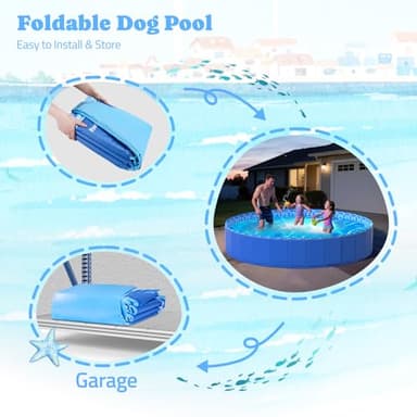 Foldable Dog Pool with RGB LED Light, 71" Collapsible Hard Plastic Kiddie Swimming Pool with Remote for Small Medium Large Doggie Kitty Puppy, Pet Bathing Tub Wading Pool for Dogs Blue - Image 6