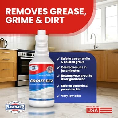 Clean-eez Grout Cleaner 2 Pack with Stand-Up Brush Attachment - Stain Remover Heavy-Duty Scrubber - Bathroom Shower Ceramic Porcelain Tile & Grout Only - Easy Control Flip Top Cap - 32 oz. - Image 5