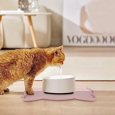 Coomazy Cat Food & Water Mat, Thicker Non-Slip Silicone Mat with Raised Edge (Pink, Medium) - Image 7