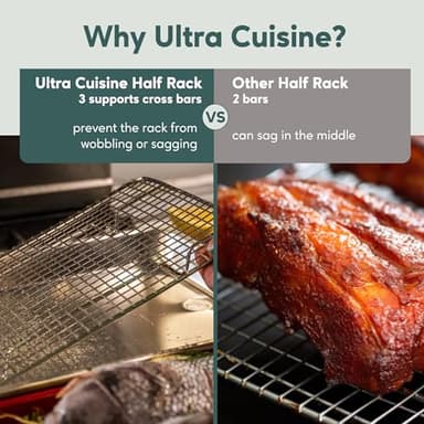 Ultra Cuisine Stainless Steel 8.5 x 12-inch Cooling and Baking Rack - Oven-Safe - Dishwasher-Safe - Heavy Duty - Tight Wire Bake for Oven Cooking - Quarter Sheet Pan - Ideal as Roasting Rack - Image 4