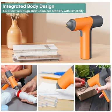 ROMECH Cordless Hot Glue Gun, Auto Dispensing Craft Glue Gun with 30 Pcs Glue Sticks, 3Ah Type-C Rechargeable Glue Gun Kit with Storage Case (Orange) - Image 7