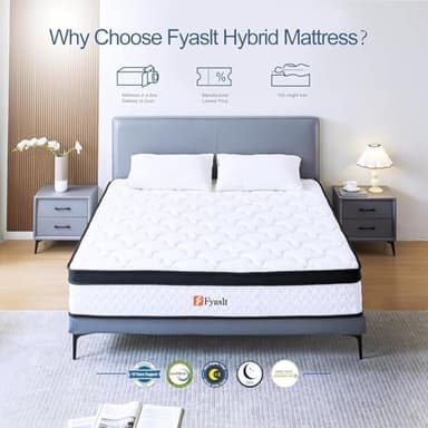 Fyaslt Queen Size Mattresses, 10 Inch Memory Foam Hybrid Mattress Queen, Pocket Spring Mattress in a Box for Motion Isolation, Strong Edge Support, Pressure Relief, Plush Feel, CertiPUR-US (Medium) - Image 5