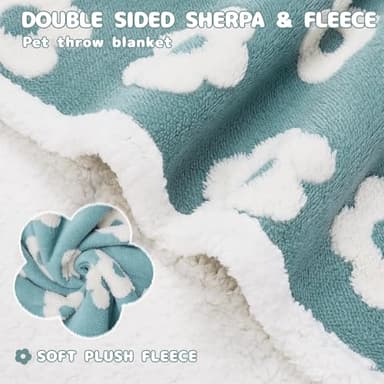 Luciphia Waterproof Pet Blanket for Medium Large Dogs Washable Fluffy Thick Jacquard Shag Fleece Warm Sherpa 3D Textured Flower Print for Cats Puppy Couch Protection (Blue,57x40 inches) - Image 2