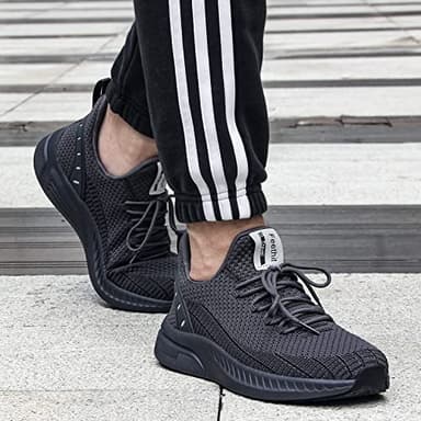 Feethit Mens Slip On Walking Shoes Blade Tennis Shoes Non Slip Running Shoes Lightweight Workout Shoes Breathable Mesh Fashion Sneakers Dark Grey Size 10.5 - Image 6