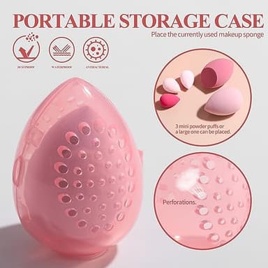 BS-MALL Makeup Brushes Premium Synthetic Foundation Powder Concealers Eye Shadows 18 Pcs Brush Set with 5 sponge & Holder Sponge Case (A-Pink) - Image 4