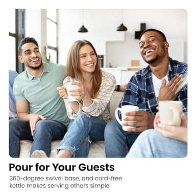 CHEFMAN Electric Kettle - 1.2L 1500W Hot Water Tea Pot with Infuser, BPA Free, Auto Shut Off, Boil-Dry Protection, Removable Lid, LED Light, Cordless Glass Electric Tea Kettle – Stainless Steel - Image 10