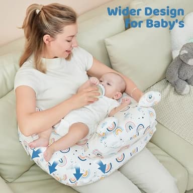 lasoftan Nursing Pillow for Breastfeeding, Breast Feeding Pillow for Mom Support, Adjustable Waist Strap and Removable Cotton Cover, Rainbow - Image 3