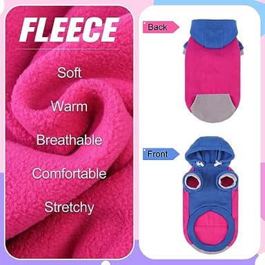 BEAUTYZOO Fleece Dog Hoodie Sweatershirt with Pocket and Leash Hole, Stretchy Small Medium Large Sized Dogs Clothes for Fall Winter Cold Days, Color Designer Warm Dog Jackets,French Bulldog Coats - Image 2