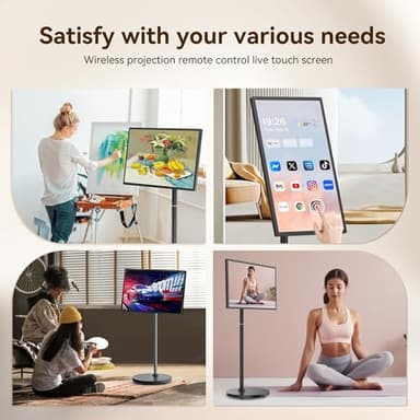32-Inch Portable Smart TV on Wheels with Touch Screen Monitor | 8G RAM +128G Storage | 8-core CPU Qualcomm | Built-in 6-8H Battery | 8MP Webcam | Android 13 OS | Full Swivel Rotation | Remote Control - Image 7