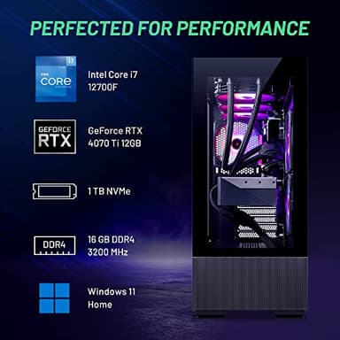 Skytech Gaming PC Desktop – Intel Core i7 12700F 2.1 GHz, NVIDIA RTX 4070 Ti, 1TB NVME SSD, 16GB DDR4 RAM 3200, 750W Gold PSU, 360mm AIO, 11AC Wi-Fi, Windows 11 Home 64-bit,Black - Image 5