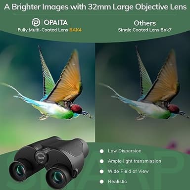Compact Binoculars for Adults High Powered - OPAITA 20x32 Small Binoculars for Adults Kids with Low Light Vision for Hunting Cruise Ship Travel Concert Hiking - Image 3