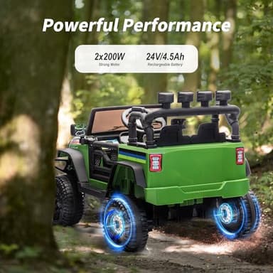 Outfunny 24V Ride on Truck Toy, Electric Ride-on Car for Kids with Remote, 400W Power, 5Mph Max Speed - Army Green - Image 2