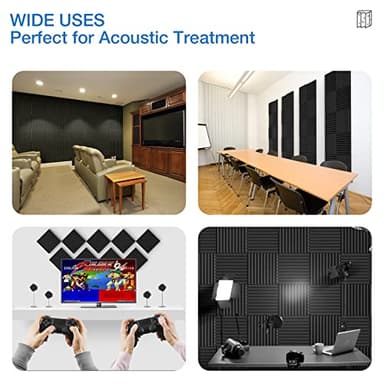24 Pack Self-Adhesive Acoustic Panels - 1"X 12"X 12"Wall Panels - Quick-Recovery and High Density Sound Panels - Sound Proof Acoustic Foam for Home Studio - Black - Image 5