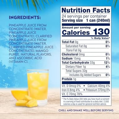 Dole 100% Pineapple Mango Juice, No Added Sugar, Excellent Source of Vitamin C, 100% Fruit Juice, Packaging May Vary, 8.0 Fl Oz (Pack of 24) - Image 2