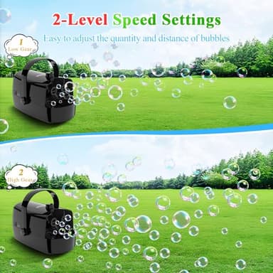 Wisdomlit Bubble Machine, 3-in-1 Bubble Maker, Automatic Bubble Blower with 3 Bubble Wands, 8000+ Colorful Bubbles for Kids Toddlers, Operated by Plug-in or Batteries for Indoor Outdoor Birthday Party - Image 4