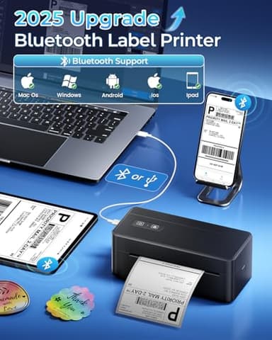 LabelCreate Bluetooth Thermal Shipping Label Printer, 4x6 Thermal Label Printer for Small Business, 2410BT Wireless Label Printers Compatible with iOS Android & PC, Widely Used for Ebay, USPS, Tiktok - Image 2