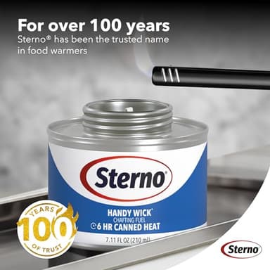 Sterno Fuel Cans - 6-Hour Burn, (12-Pack) Chafing Dish Fuel Can Burners for Food Warmer, Resealable Twist Chafer Fuel Canned Heat, Handy Wick - Image 7