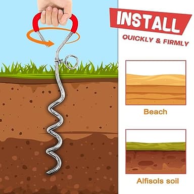 Supet Dog Tie Out Cable and Stake 32/16/10 ft Outdoor, Yard and Camping, for Medium to Large Dogs Up to 125 lbs, 16" Stake, 32/16/10 ft Cable with Durable Spring and Metal Hooks for Outdoor - Image 6