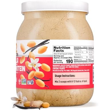 PB2 Performance Peanut Plant Based Vegan Protein Powder | 20g Complete Protein, No Added Sugar, Prebiotic Fiber | Dairy Free, Certified Vegan, Non-GMO, Gluten Free [Peanut w/Madagascar Vanilla, 2LB] - Image 8