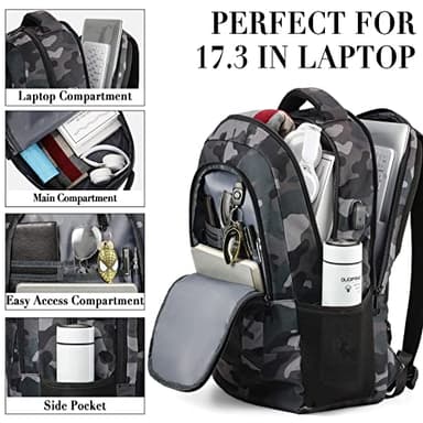 BIKROD Travel Laptop Backpack for Men, Backpacks for School Teen Boys, Business Anti Theft Slim Durable Back Pack with USB Charging Port, Adult Computer Bag Gift 17.3 IN Laptop, Camouflage - Image 2