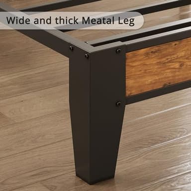 LIKIMIO King Bed Frame, Storage Headboard with Charging Station, Solid and Stable, Noise Free, No Box Spring Needed, Easy Assembly (Vintage and Black) - Image 8