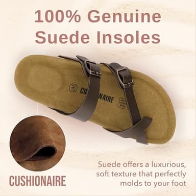CUSHIONAIRE Luna Crossover Toe Strap Womens Sandals – Cork Footbed Slides with Adjustable Straps, Summer Sandals for Women 2025, BROWN 9 - Image 4
