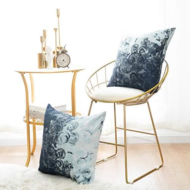 sykting Jacquard Navy Blue Throw Pillow Covers 18x18 Set of 4 Double-Sided Abstract Floral Artwork Cushion Covers for Couch Sofa Living Room Modern Art Home Decor - Image 6