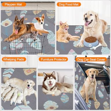 LOOBANI Washable Pee Pads for Dogs, 2 Pack Ultra-Absorbent and Leak-Proof Whelping Mats, Non-Slip Reusable Puppy Pads, Waterproof Puppy Training Mats for Playpen, Crate, Housebreak, 48x48in, Gray - Image 6