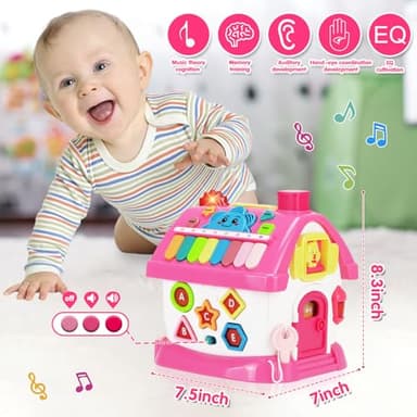 Toys for 1+ Year Old Girl Gifts: Montessori Musical Toddler Toys Age 1-2 - 8-in-1 Multi-Functional House Educational Baby Girl Toy 12-18 Months - First Birthday Gift for 1 2 Year Old Girls Boys Kids - Image 3