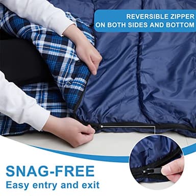 AGEMORE Cotton Flannel Double Sleeping Bag for Camping, Backpacking Or Hiking. Queen Size 2 Person Waterproof Sleeping Bag for Adults Or Teens. Lightweight with Compression Sack - Image 5
