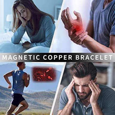 MagEnergy Men's Copper Magnetic Bracelet, 99.9% Pure Copper Bracelet with 4 Elements Double-Row Strength Magnets, Adjustable Jewelry with Gift Box, Black-4 - Image 6