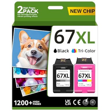 67XL Printer Ink Compatible for HP 67XL Ink Cartridges Black Color Combo Pack Compatible for HP Ink 67 Fit for DeskJet 2700e 2700 2855e 2827e 2755e 2755 4155e 4255e for Envy 6000 6055e 6400 Printer - Image 1
