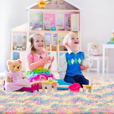 ULTSOFE Rainbow Fluffy Rug for Girls Bedroom Soft Carpet, 4x6 Unicorn Rainbow Rug Cute Shag Area Rugs for Dorm Classroom Living Room Baby Toddler Kids Girls Room Nursery, Colorful Kawaii Home Decor - Image 7