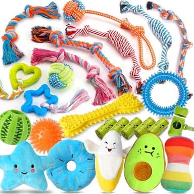 Zeaxuie 25 Pack Luxury Dog Chew Toys for Puppy, Dog Toys with Ropes, Treat Ball and Squeaky Puppy Toys for Teething Small Dogs - Image 3