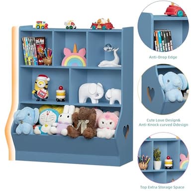 Lerliuo Kids Storage Organizer, 3 Tier Children Bookcase and Bookshelf, Toddler 6 Cubby Cabinet, Wood Book Shelf for Playroom, Bedroom, Living Room, Nursery, School 39.17'' H(Blue) - Image 7