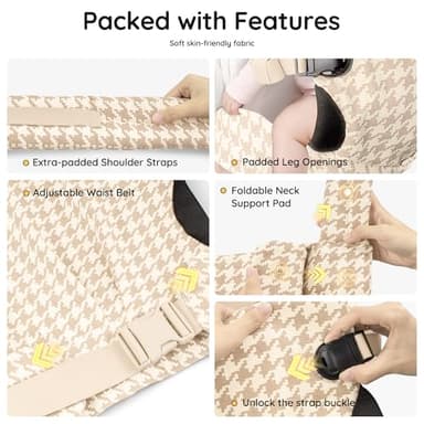 Baby Carrier Newborn to Toddler- Ergonomic,Cozy and Lightweight Infant Carrier for 7-40lbs,3 Carry Positions Newborn Carrier,Houndstooth - Image 5