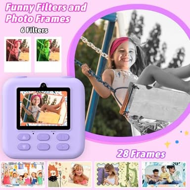 Kids Instant Digital Cameras for Boys and Girls, 1080P HD Dual-Lens Selfie Digital Camera with Print Paper & 32G Card, Christmas Birthday Gifts Toys for Toddler and Teenagers Age 3-16 Years Old - Image 5
