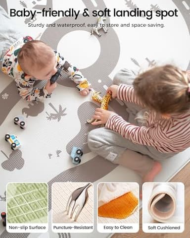 Tiny Land Baby Play Mat - Extra Large 78"x55" Waterproof Crawling Playmat for Infants & Toddlers, Reversible Non-Slip Foam Floor Mat, Soft Thick Foldable (Modern Zoo Oasis - Image 5