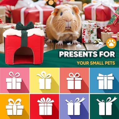 ONEJU Guinea Pig Hideout - Guinea Pig Bed, Gift Style Small Pet Hides, Ideal Bed for Small Pets, Gift Shape, Red - Image 4