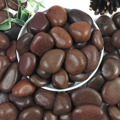 YISZM Rocks for Plant 5lbs, Red River Rocks 1-2 Inch Natural Pebbles for Indoor Plants, High Polished Decorative Stones Vase Filler Fish Tank Aquariums Landscaping Garden - Image 1