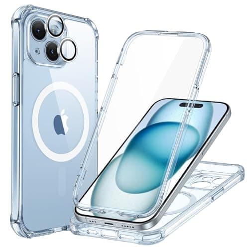 ESR for iPhone 15 Case, Compatible with MagSafe, Full-Body Military-Grade Drop Proof Case with Built-in 9H+ Tempered Glass Screen Protector, Armor Series, Clear Blue - Image 1