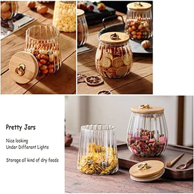 FANTESTICRYAN Glass Coffee Nuts Canister Airtight Storage Jar Petal Decorative Container with Bamboo Lid Metal Handle Easy to Grasp 700ml, 23 FL OZ - Image 4