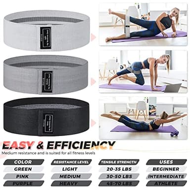 Renoj Resistance Bands, Exercise Workout Bands for Women and Men, 5 Set of Stretch Bands for Booty Legs, Pilates Flexbands - Image 3